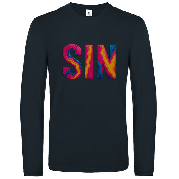 Longsleeve mit buntem SIN Print für Airport-Code SINGAPUR. Stoff-Farbe: Dark Grey. Fernweh zum Anziehen? travelPrint4U.de