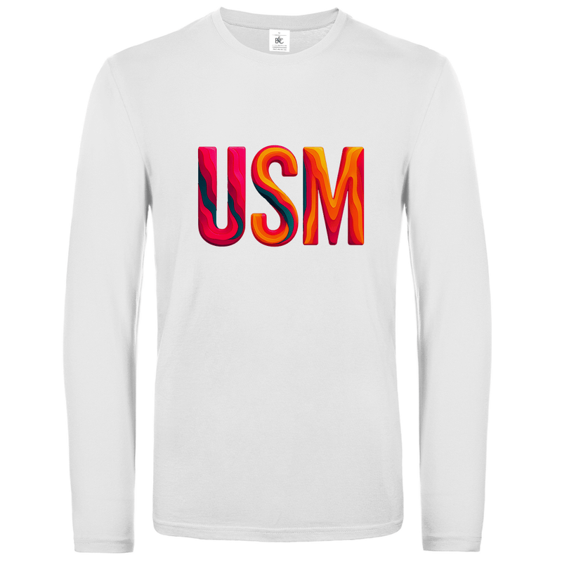 Longsleeve mit buntem USM Print für Airport-Code Ko Samui. Stoff-Farbe: White. Fernweh zum Anziehen? travelPrint4U.de