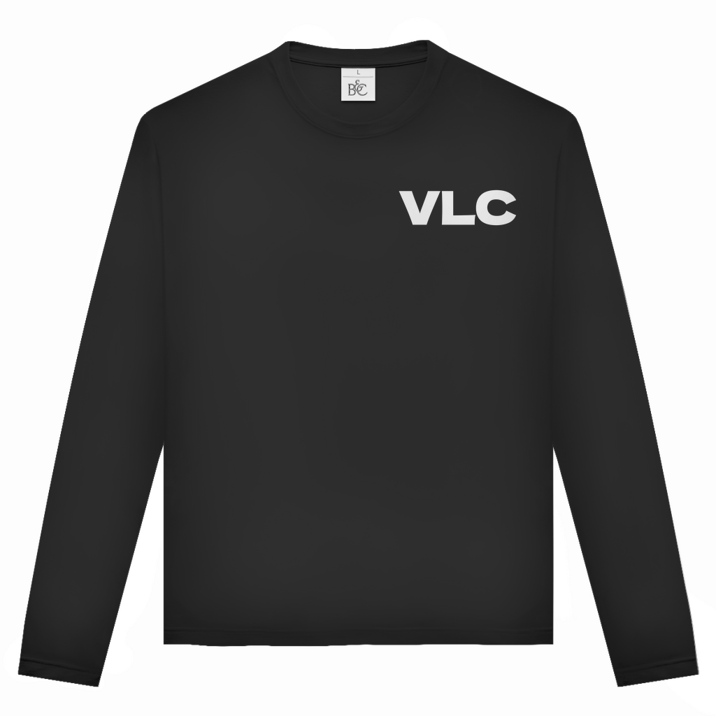 Unisex Langarmshirt mit VLC Airport Code Valencia. Farbe Black. Fernweh zum Anziehen von travelPrint4U.de