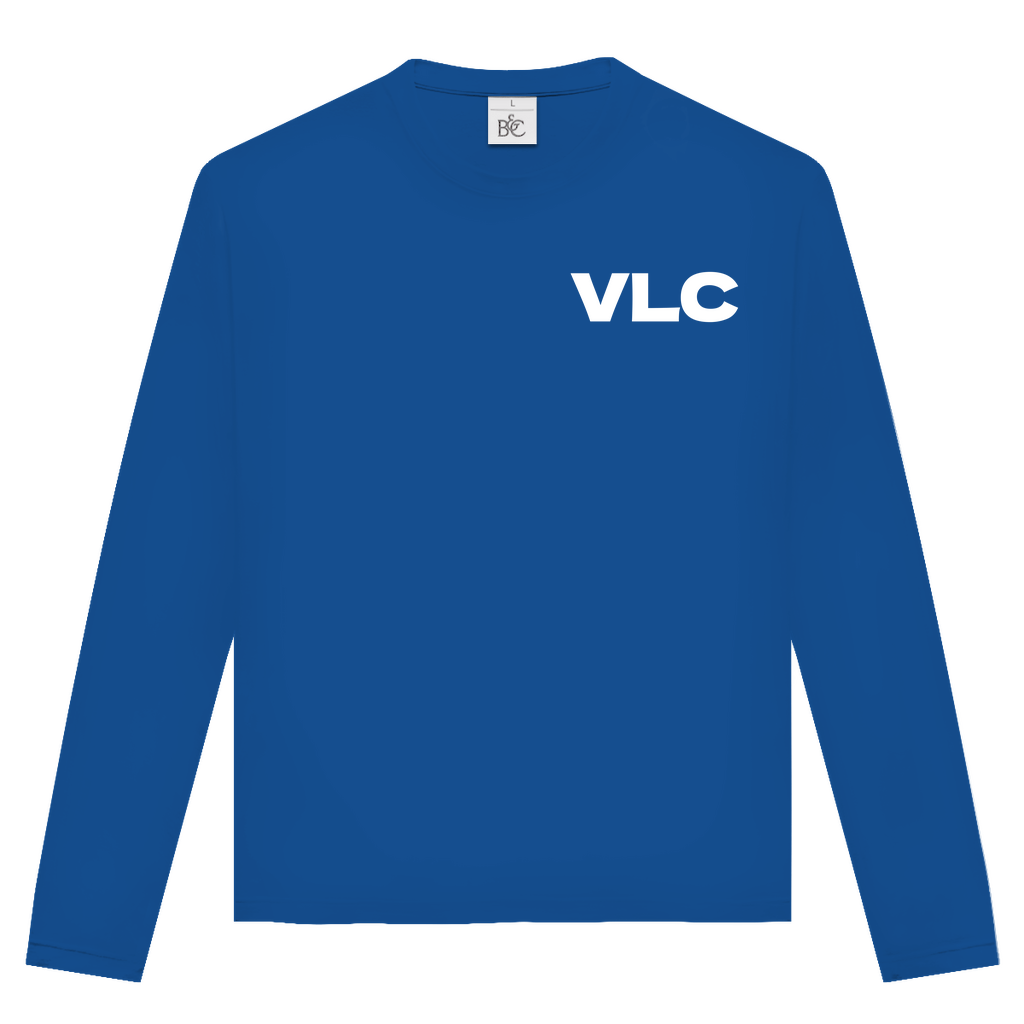 Unisex Langarmshirt mit VLC Airport Code Valencia. Farbe Royal. Fernweh zum Anziehen von travelPrint4U.de