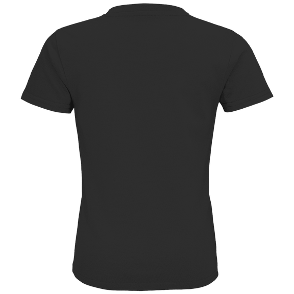 Schwarzes T-Shirt ohne Design (Rückseite).