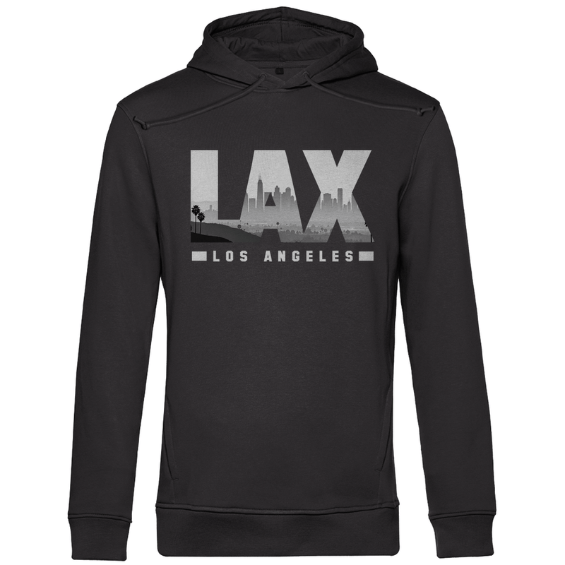 Pullover für Herren mit LAX Airport Code Los Angeles. Farbe Asphalt. Fernweh zum Anziehen von travelPrint4U.de