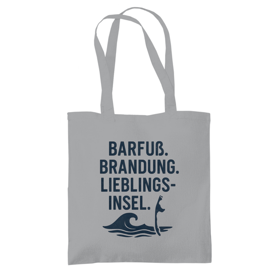 Stoffbeutel mit LIEBLINGSINSEL SYLT Aufdruck (schwarz) Stoff-Farbe: Light Grey. Fernweh zum Anfassen? travelPrint4U.de