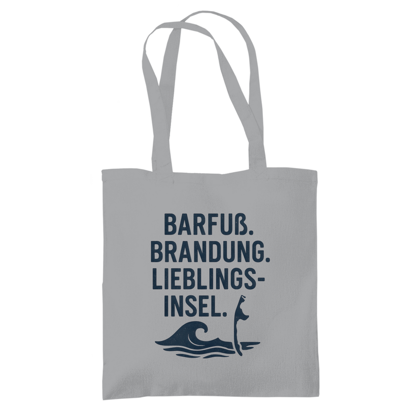 Stoffbeutel mit LIEBLINGSINSEL SYLT Aufdruck (schwarz) Stoff-Farbe: Light Grey. Fernweh zum Anfassen? travelPrint4U.de
