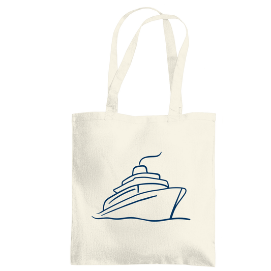 Stoffbeutel mit ONE SHIP ONE LOVE Print. Zweiseitiges Design. Stoff-Farbe: Natural. Fernweh zum Anfassen? travelPrint4U.de