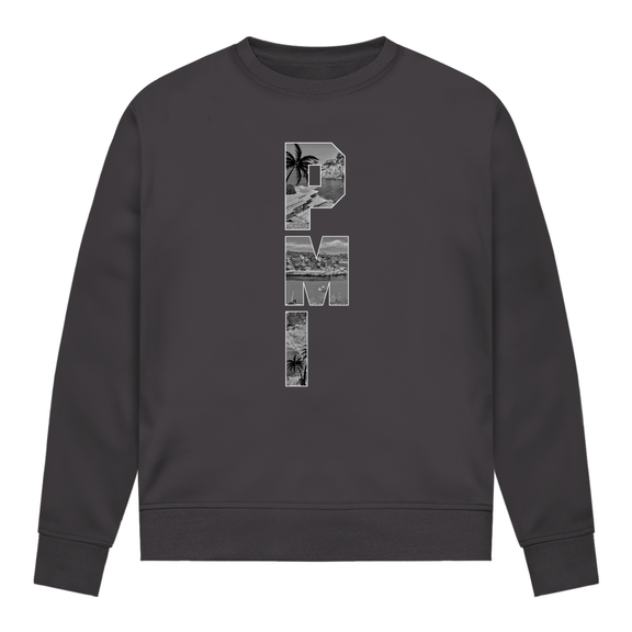 Dunkelgraues Shirt mit drei Buchstaben des Flughafencode. Overlay der Buchstaben ein Bild in schwarz/weiß von der Insel.