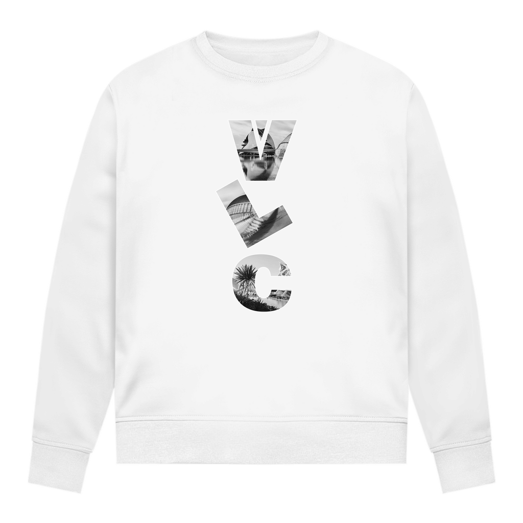 Weißes Shirt mit drei Buchstaben des Flughafencode. Als Overlay der Buchstaben liegt ein Bild von Valencia.