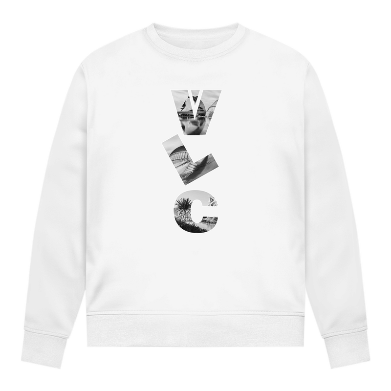 Weißes Shirt mit drei Buchstaben des Flughafencode. Als Overlay der Buchstaben liegt ein Bild von Valencia.