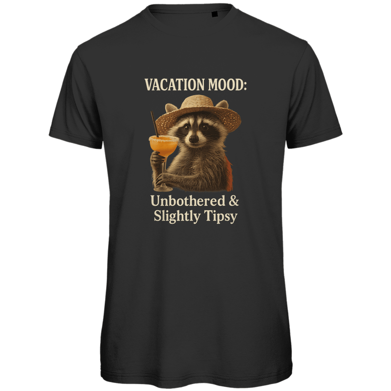 Herren TShirt, Funshirt in Black, Print: VACATION MOOD: UNBOTHERED & SLIGHTLY TIPSY. Fernweh zum Anziehen? travelPrint4U