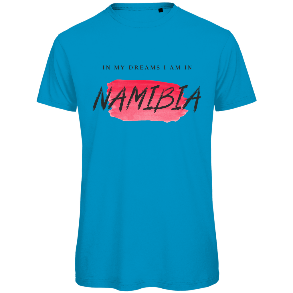 T Shirt für Herren in der Farbe Atoll mit Print: IN MY DREAMS I AM IN NAMIBIA. Fernweh zum Anziehen? travelPrint4U.de