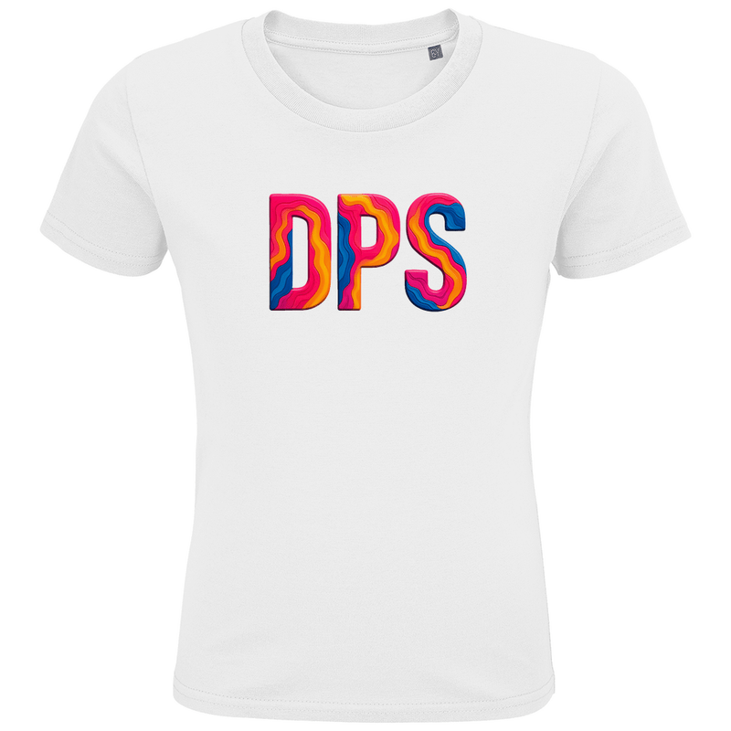 T-Shirts für Kinder mit buntem DPS Print für Airport DENPASAR. Stoff-Farbe: White. Fernweh zum Anziehen? travelPrint4U.de