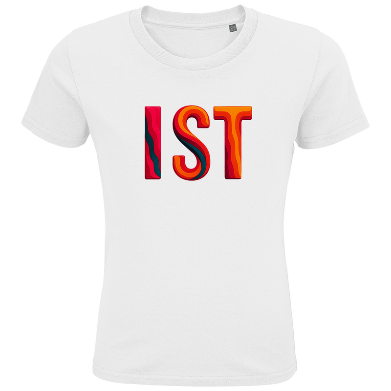 T-Shirts für Kinder mit buntem IST Print für Airport ISTANBUL. Stoff-Farbe: White. Fernweh zum Anziehen? travelPrint4U.de