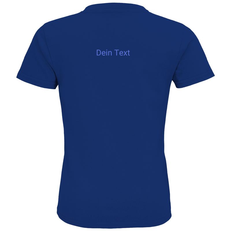 T-Shirts für Kinder, personalisierbar mit Foto und kurzem Text. Stoff-Farbe: Royal Blue. Fernweh zum Anziehen? travelPrint4U.de