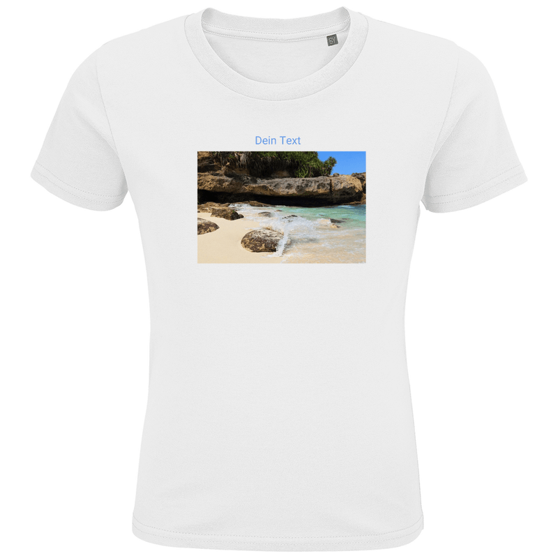 T-Shirts für Kinder, personalisierbar mit Foto und Text. Stoff-Farbe: White. Fernweh zum Anziehen? travelPrint4U.de