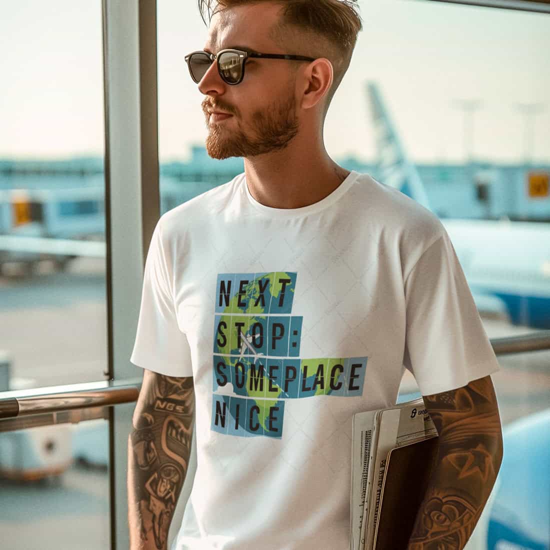 Herren T-Shirt - Next Stop Someplace Nice - Premium
