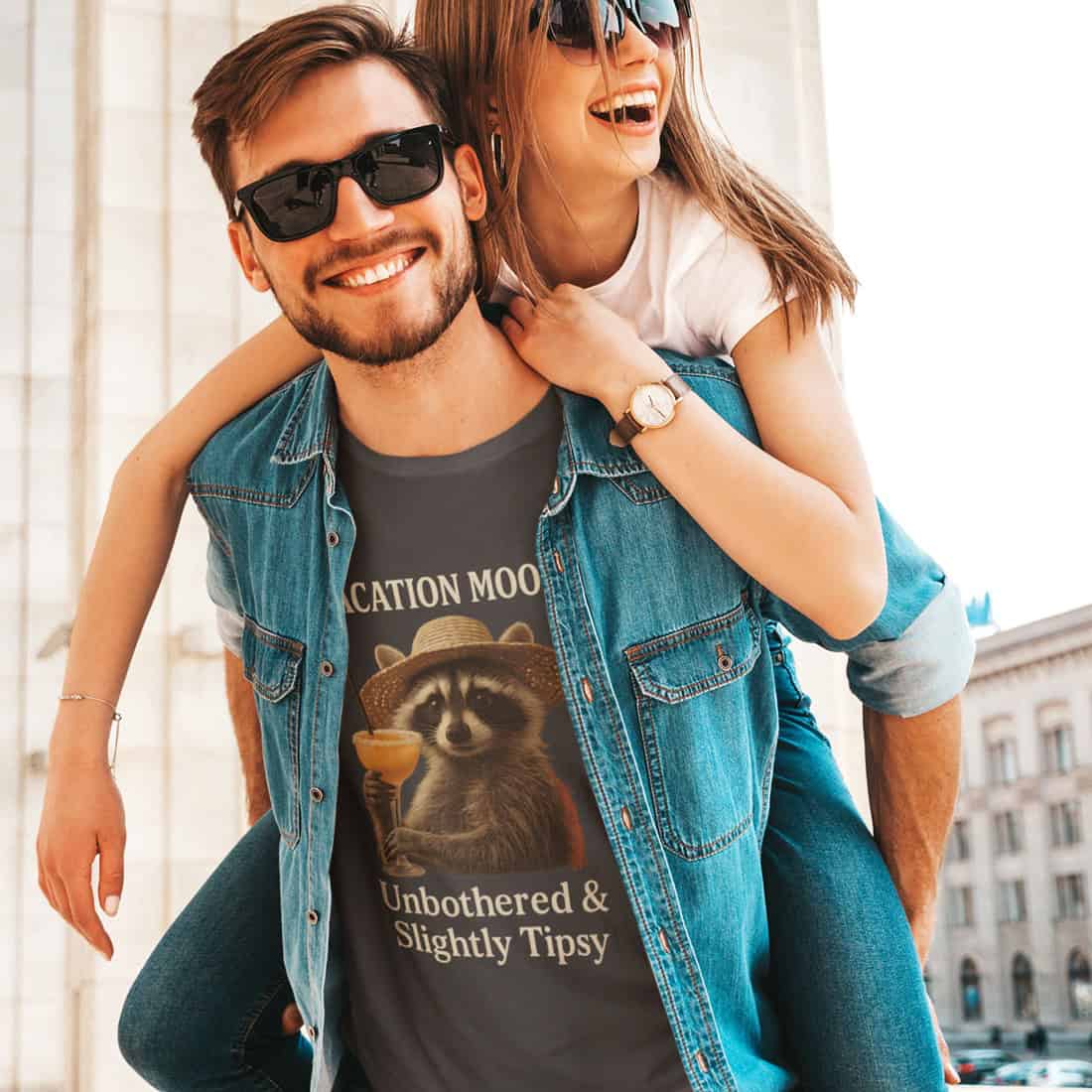 Herren T-Shirt - Waschbär Vacation Mood - Premium
