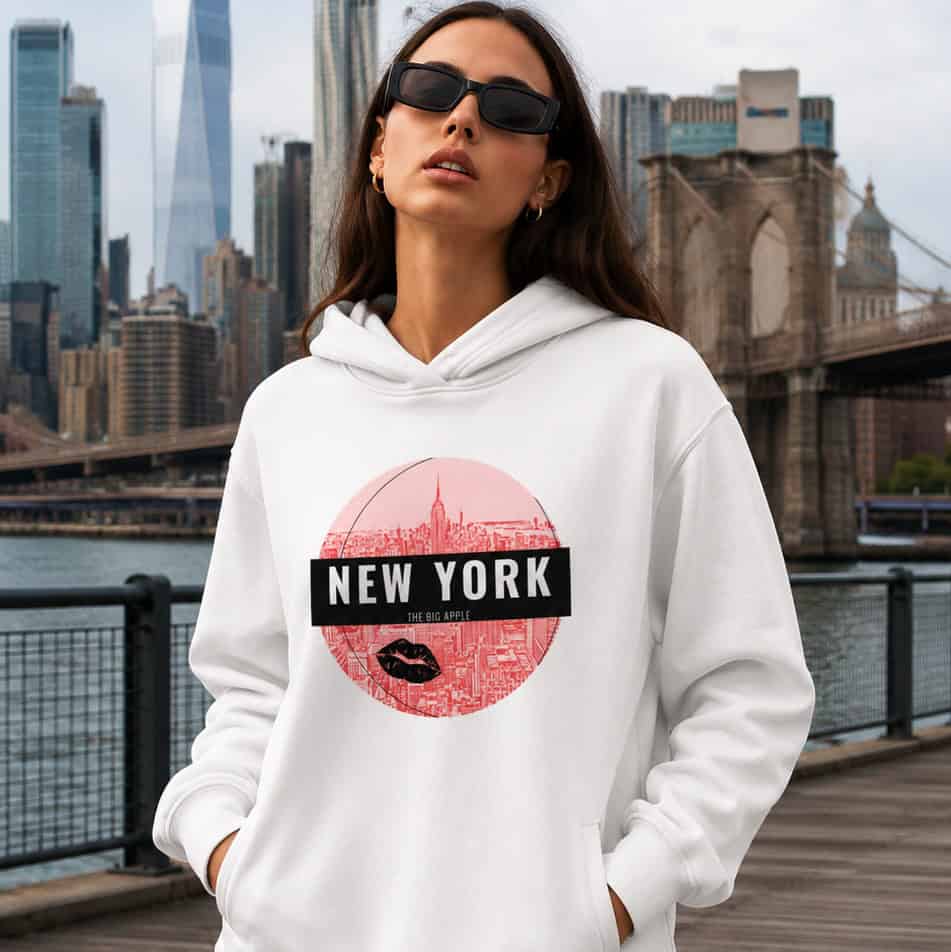 Damen Hoody NEW YORK – Premium Kapuzenpullover mit Skyline-Print