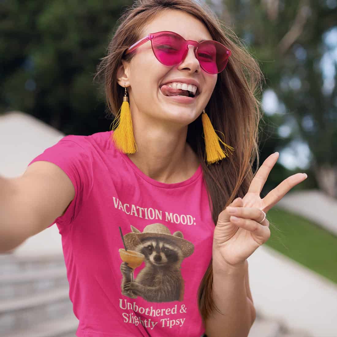 Damen T-Shirt - Waschbär Vacation Mood - Premium