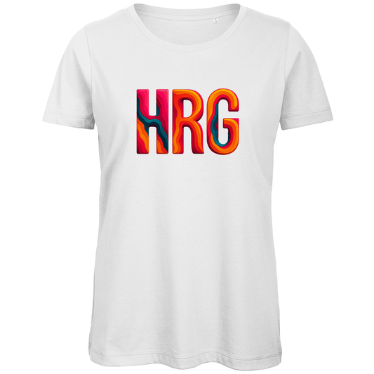 TShirt für Damen mit buntem HRG Print für Airport HURGHADA. Stoff-Farbe: White. Fernweh zum Anziehen? travelPrint4U.de