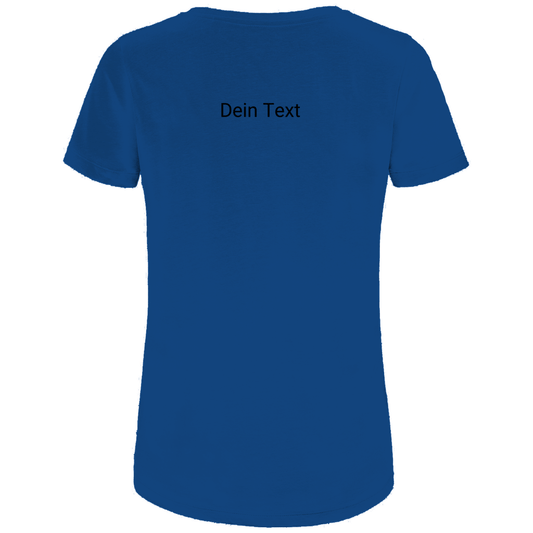 TShirt für Damen, personalisierbar mit Foto und kurzem Text. Stoff-Farbe: Royal Blue. Fernweh zum Anziehen? travelPrint4U.de