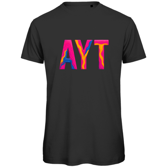 TShirt für Herren mit buntem AYT Print für Airport ANTALYA. Stoff-Farbe: Black. Fernweh zum Anziehen? travelPrint4U.de
