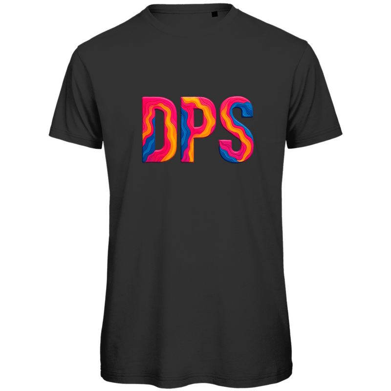 TShirt für Herren mit buntem DPS Print für Airport DENPASAR. Stoff-Farbe: Black. Fernweh zum Anziehen? travelPrint4U.de