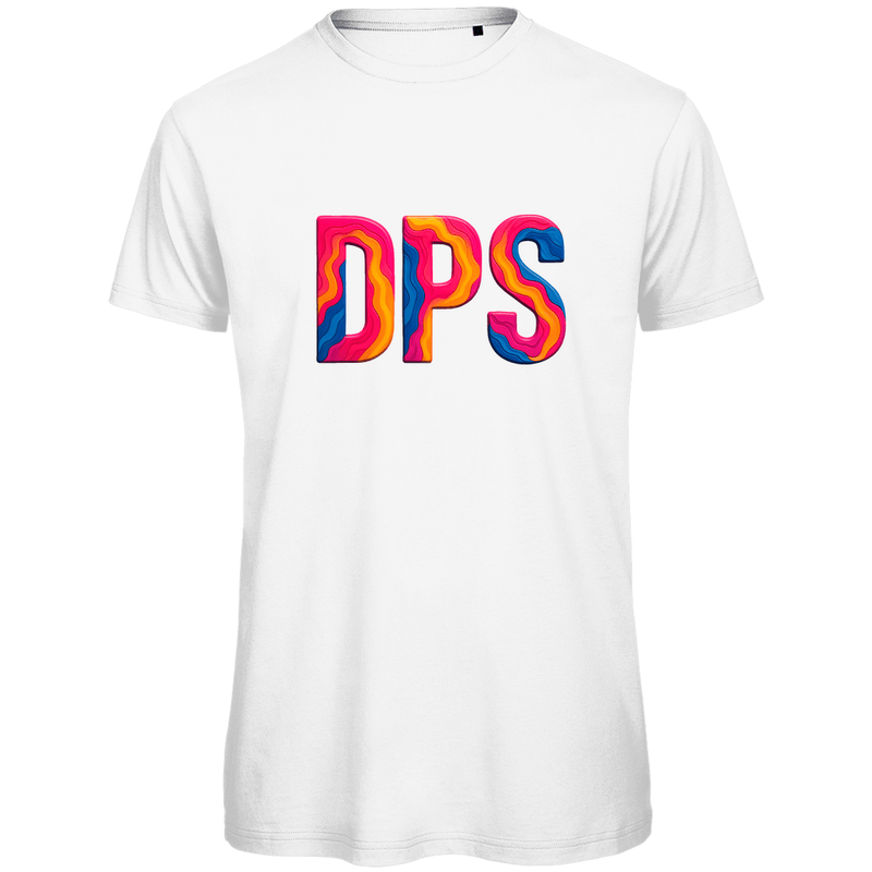 TShirt für Herren mit buntem DPS Print für Airport DENPASAR. Stoff-Farbe: White. Fernweh zum Anziehen? travelPrint4U.de