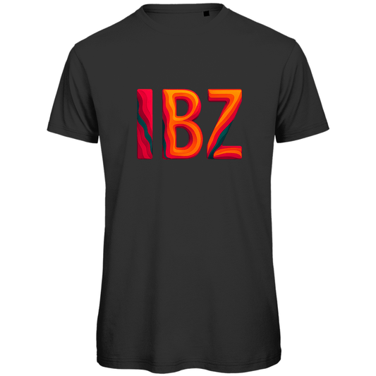 TShirt für Herren mit buntem IBZ Print für Airport IBIZA. Stoff-Farbe: Black. Fernweh zum Anziehen? travelPrint4U.de