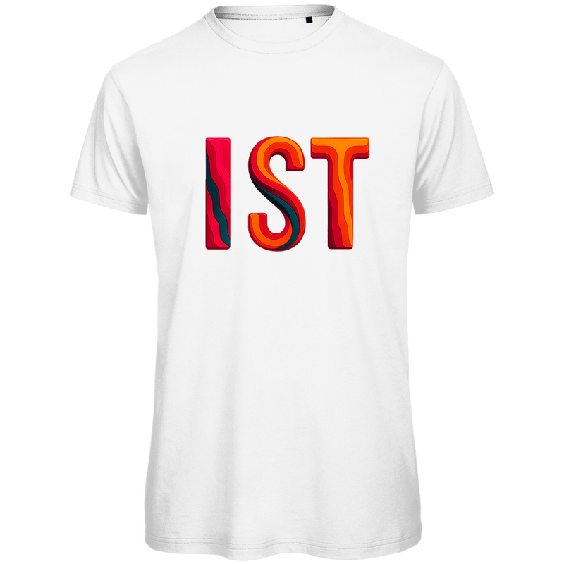 TShirt für Herren mit buntem IST Print für Airport ISTANBUL. Stoff-Farbe: White. Fernweh zum Anziehen? travelPrint4U.de