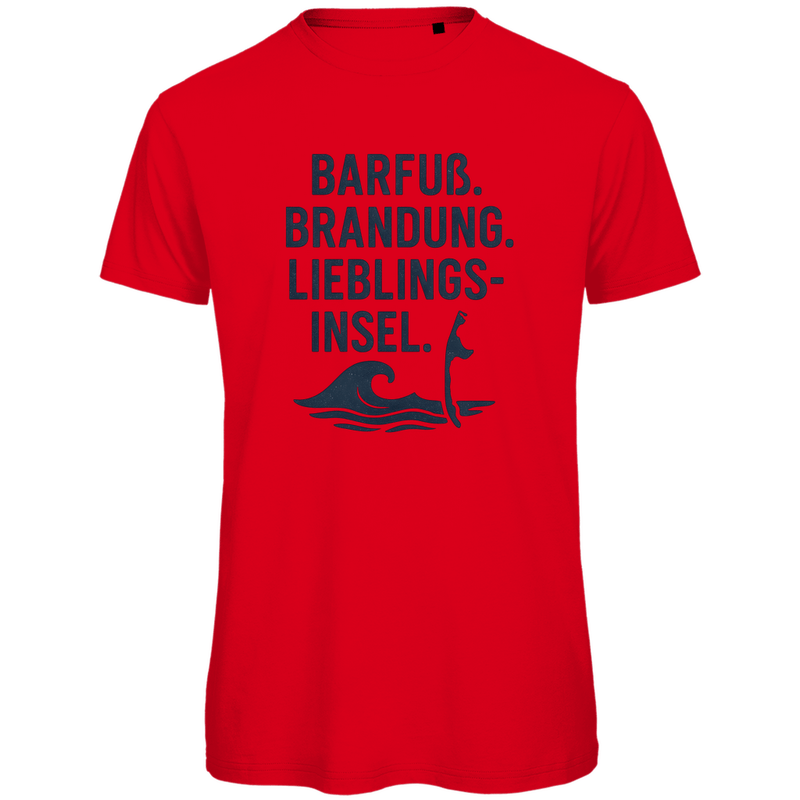 TShirt für Herren mit LIEBLINGSINSEL SYLT Aufdruck. Stoff-Farbe: Red. Fernweh zum Anziehen? travelPrint4U.de