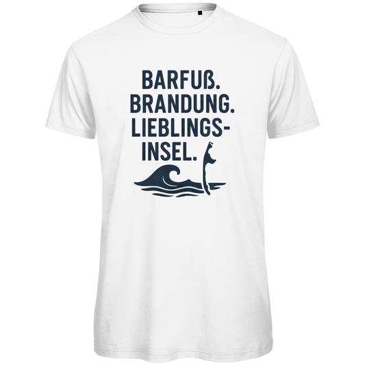 TShirt für Herren mit LIEBLINGSINSEL SYLT Aufdruck. Stoff-Farbe: White. Fernweh zum Anziehen? travelPrint4U.de