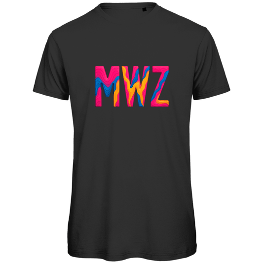 TShirt für Herren mit buntem MWZ Print für Airport MWANZA. Stoff-Farbe: Black. Fernweh zum Anziehen? travelPrint4U.de