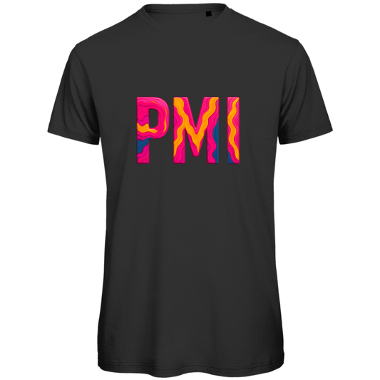 TShirt für Herren mit buntem PMI Print für Airport MALLORCA. Stoff-Farbe: Black. Fernweh zum Anziehen? travelPrint4U.de