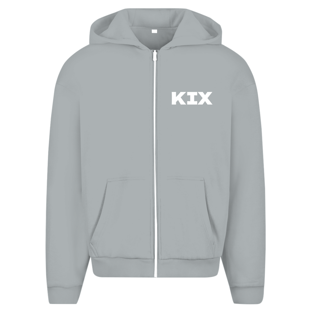 Zip Hoodie für Herren in Light Asphalt + KIX Airport Code Kyoto. 2seitiges Design. Fernweh zum Anziehen? travelPrint4U