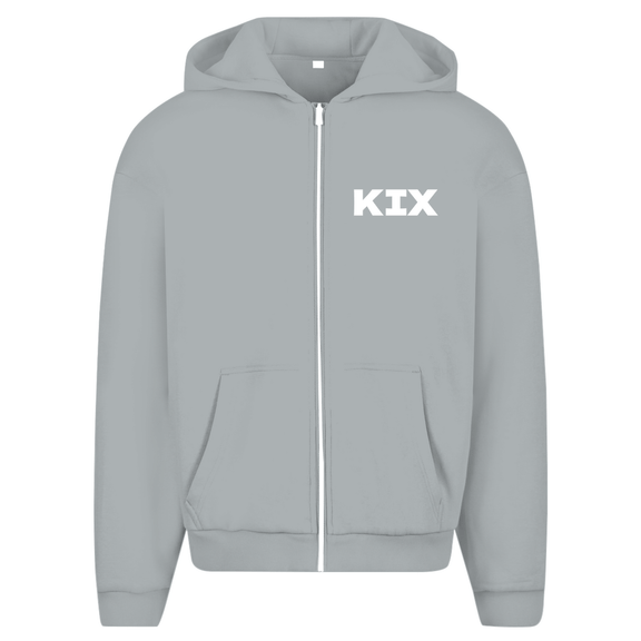 Zip Hoodie für Herren in Light Asphalt + KIX Airport Code Kyoto. 2seitiges Design. Fernweh zum Anziehen? travelPrint4U