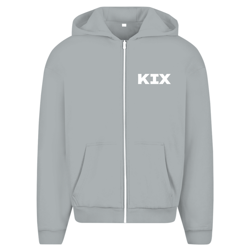 Zip Hoodie für Herren in Light Asphalt + KIX Airport Code Kyoto. 2seitiges Design. Fernweh zum Anziehen? travelPrint4U