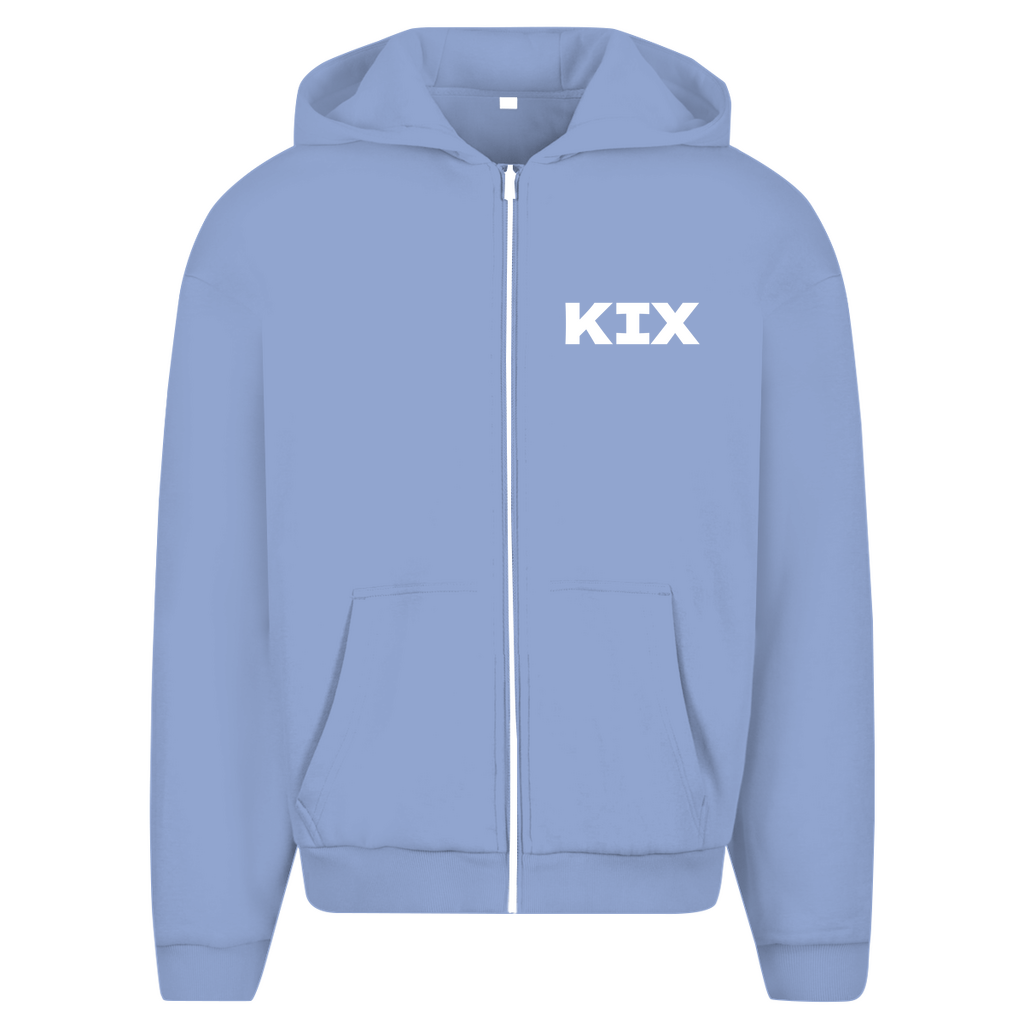 Zip Hoodie für Herren in Powder Blue + KIX Airport Code Kyoto. 2seitiges Design. Fernweh zum Anziehen? travelPrint4U