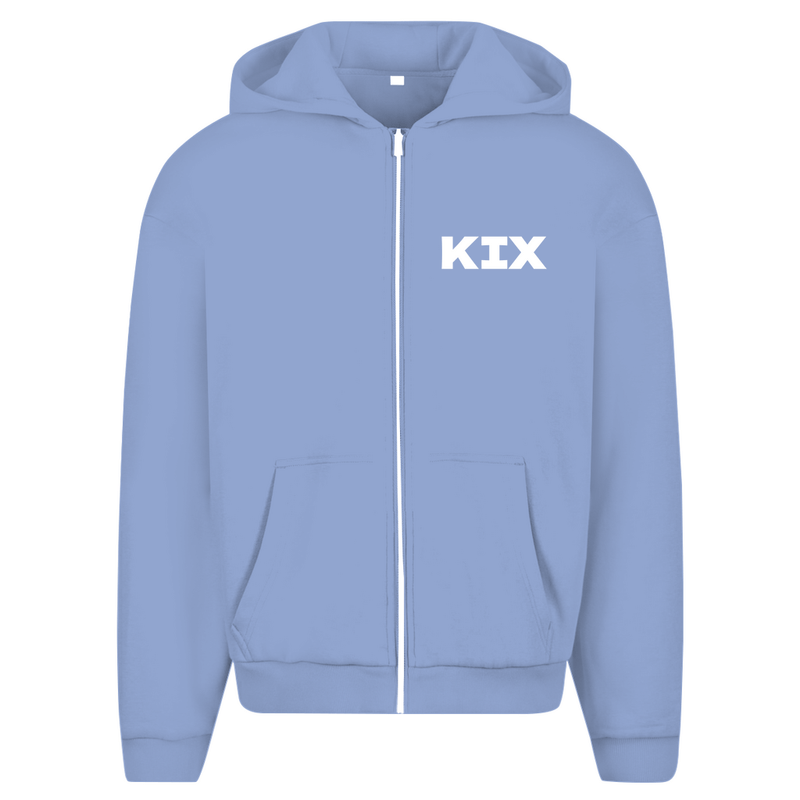 Zip Hoodie für Herren in Powder Blue + KIX Airport Code Kyoto. 2seitiges Design. Fernweh zum Anziehen? travelPrint4U