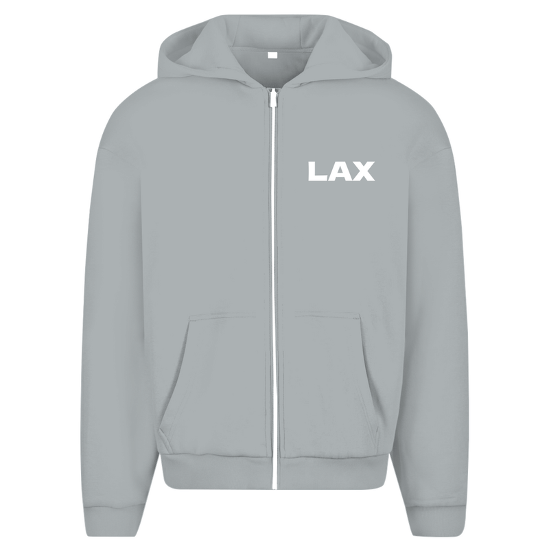 Zip Hoodie für Herren in Light Asphalt + LAX Airport Code Los Angeles. 2seitiges Design. Fernweh zum Anziehen? travelPrint4U