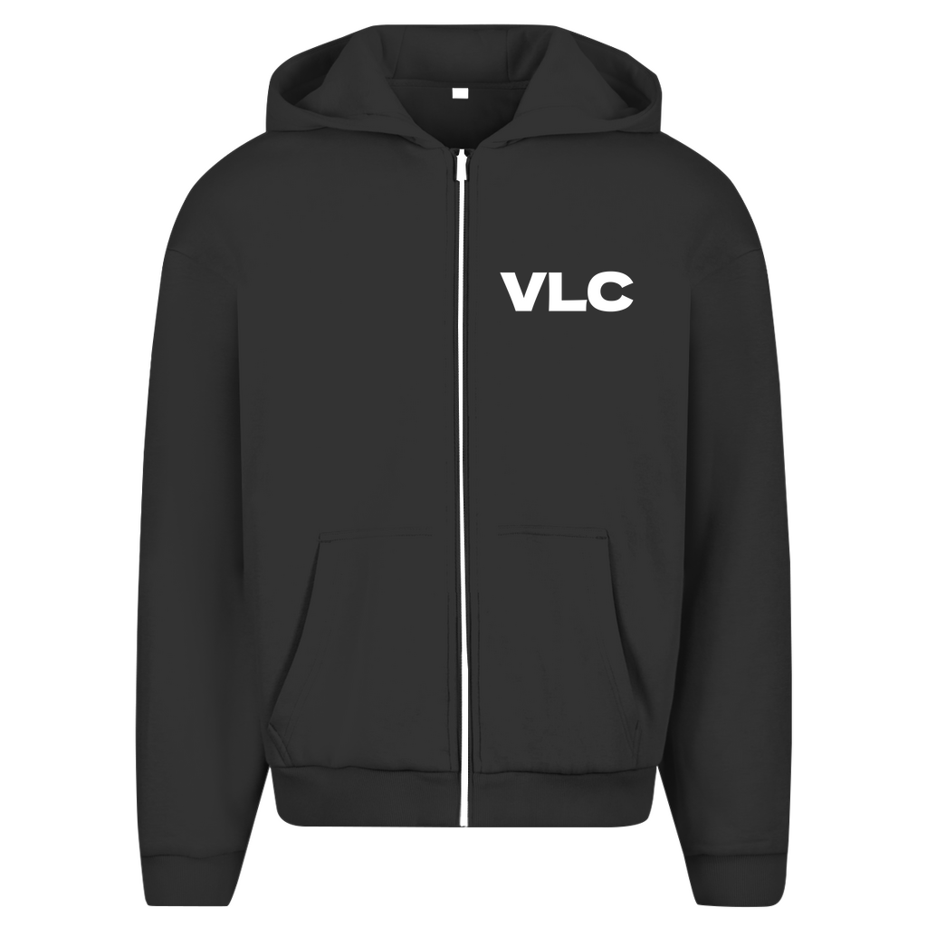 Zip Hoodie für Herren in Schwarz + VLC Airport Code Valencia. 2seitiges Design. Fernweh zum Anziehen? travelPrint4U